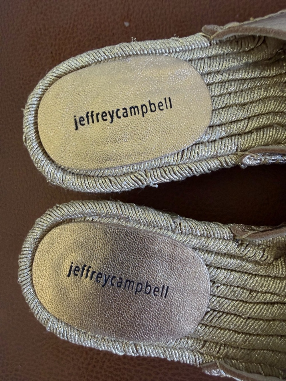 Jeffrey Campbell Gold Espadrille Slides Metallic Platform Sandals Spain Size 39 - Picture 5 of 6